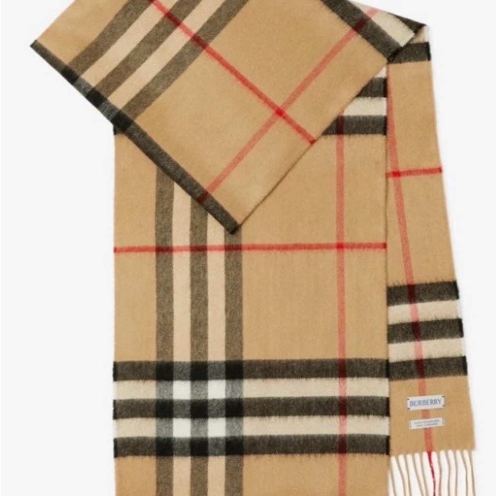 Burberry Tan and Black Cashmere Scarf